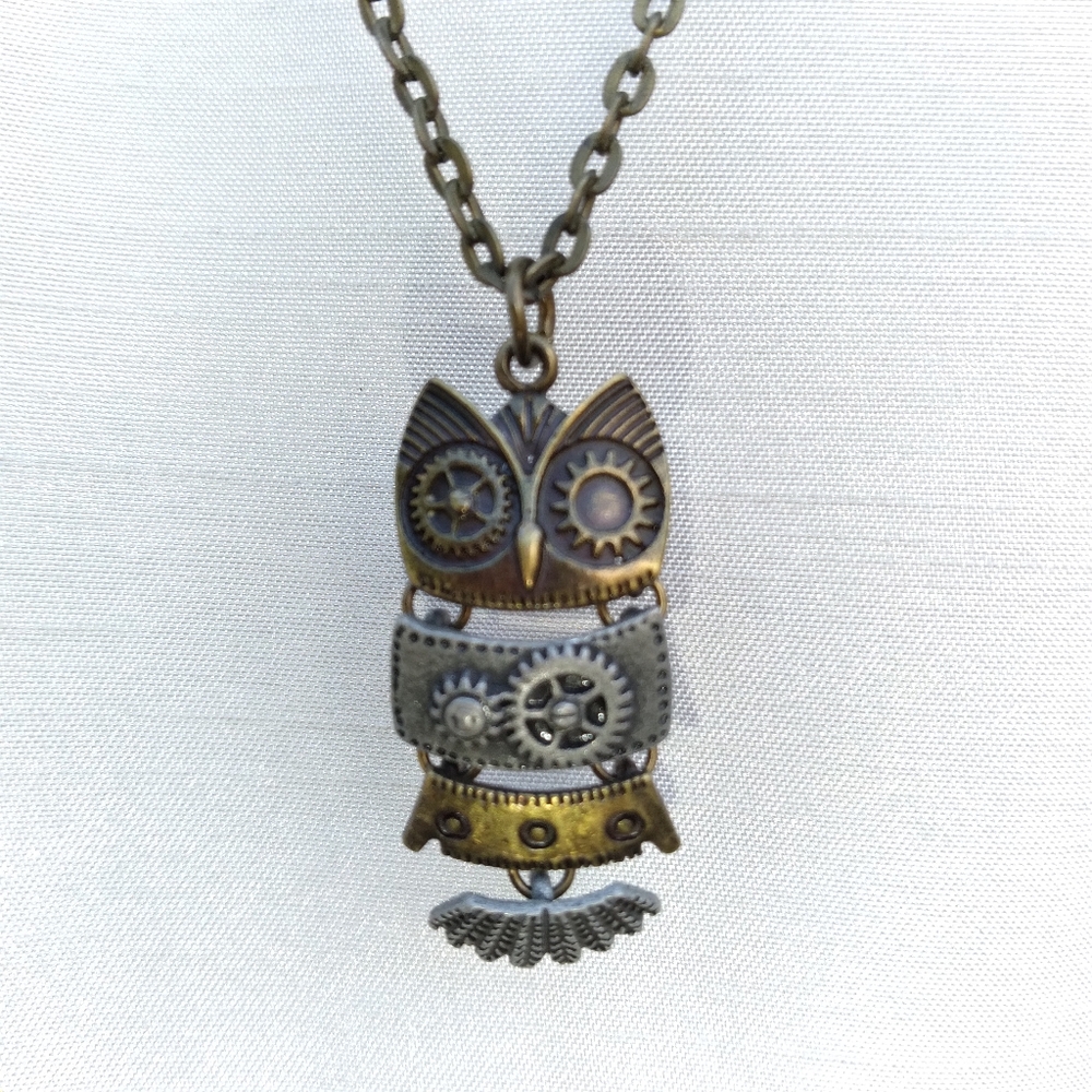 Men's Necklace |Bronze Steampunk Owl Pendant Necklace Lengh 18 inches